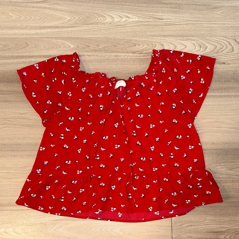 Hippie Rose Vibrant Red Floral Top